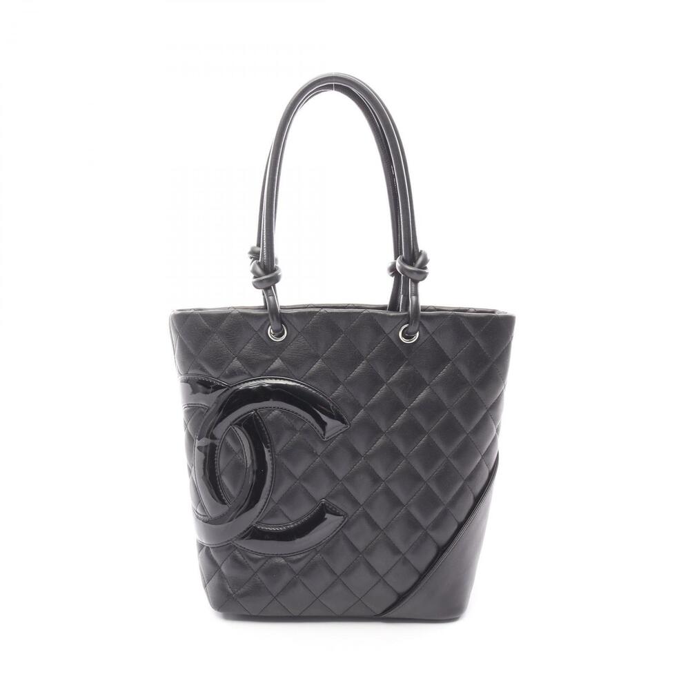 Chanel Cambon Tote Bag Leather Patent Vernis Black